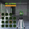 Nivela Laser 4D cu 16 Linii, Autonivelare, 2 Acumulatori, Lumina Verde, Trepied 150 cm, Telecomandă, Platformă Ridicare, Profesională