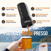 Espressor portabil manual OGT®, 8 bar, 70 ml, Cafea macinata, Presiune creata manual la buton, Nu incalzeste apa, 175 x 70 x 60 mm, Negru