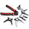 Set Cleste Multifunctional 5 in 1, Patent, Dezizolator, Sertizor, Taietor Cabluri, Foarfeca, Maner Ergonomic, Otel Durabil, Negru/Rosu