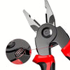Set Cleste Multifunctional 5 in 1, Patent, Dezizolator, Sertizor, Taietor Cabluri, Foarfeca, Maner Ergonomic, Otel Durabil, Negru/Rosu
