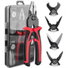 Set Cleste Multifunctional 5 in 1, Patent, Dezizolator, Sertizor, Taietor Cabluri, Foarfeca, Maner Ergonomic, Otel Durabil, Negru/Rosu