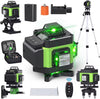 Nivela Laser 4D cu 16 Linii, Autonivelare, 2 Acumulatori, Lumina Verde, Trepied 150 cm, Telecomandă, Platformă Ridicare, Profesională