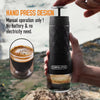 Espressor portabil manual OGT®, 8 bar, 70 ml, Cafea macinata, Presiune creata manual la buton, Nu incalzeste apa, 175 x 70 x 60 mm, Negru