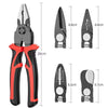 Set Cleste Multifunctional 5 in 1, Patent, Dezizolator, Sertizor, Taietor Cabluri, Foarfeca, Maner Ergonomic, Otel Durabil, Negru/Rosu